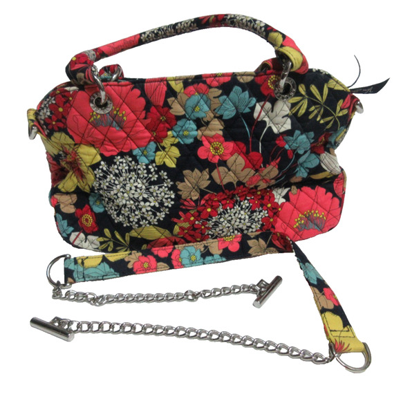 Vera Bradley Happy Snails Tote Handbag Chain Shoulder Purse Quilted Floral NEW - Picture 1 of 9